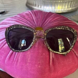 Miu Miu Cat Eye Black Glitter Sunglasses